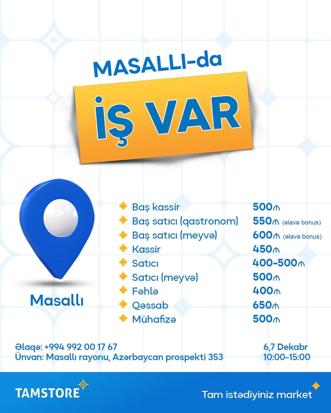 Masallıda işçi axtarılır