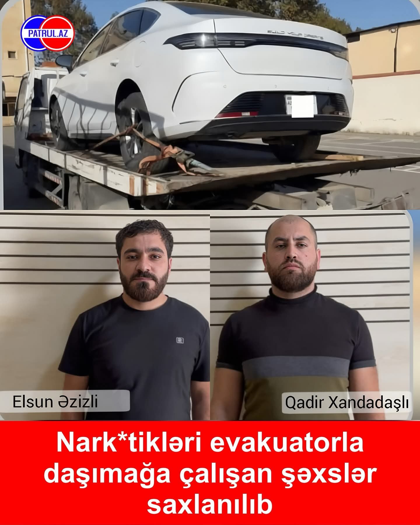 Polis diqqət çəkməmək üçün narkotikləri evakuatorla daşımağa cəhd edən şəxsləri Masallı rayonunda ifşa edib